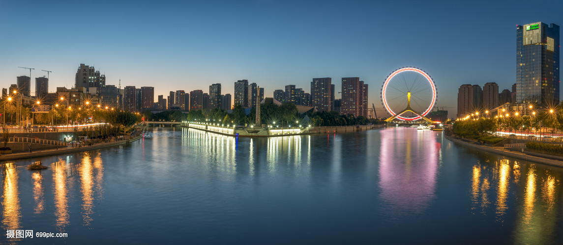 天津海河三岔河口全景